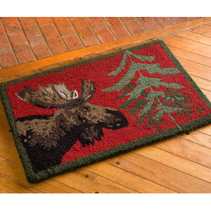 hooked moose rug